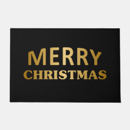 シンプルの黒と金ゴールド ドアマット