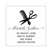 シンプルはさみヘアコーム美容師プロフェッショナル ラバースタンプ (インプリント)