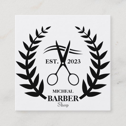 シンプルはさみ理容師 スクエア名刺 (正面)