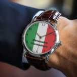 シンプルはっきりしたイタリアンフラパーソナライズされたグ 腕時計<br><div class="desc">旗の緑、白、赤の色合いを誇らしげに示す時計でイタリアン、簡単の読みやすさを確保する明確な数字が付いている。この時計を際立たせるのは、パーソナライゼーションはっきりしたのためのブラックタイプであり、顧客は名前、日付、または重要な気持ちを使用することができる。ステンレ来スの仕上げから頑丈な黒のマットのキャスお洒落、ケータリングから多様な味まで、さまざまなスタイルの時計。シリコンバンドやステンレス製のブレスレットなどカスタマイズ可能な機能を備え、この時計は祝伝統だけでなく、個々のスタイルや好みを反映したダイナミックなアクセサリーになる。..イタリア素晴らし人への贈り物として、特別な機会や単に個人的で否定できない感謝を伝える理想的な選択としてクール機能する。</div>