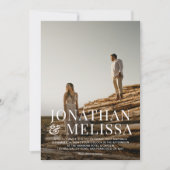 シンプルはっきりしたエレガントタイポグラフィ写真結婚s 招待状 (正面)