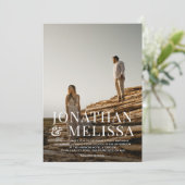 シンプルはっきりしたエレガントタイポグラフィ写真結婚s 招待状 (スタンド正面)