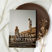 シンプルはっきりしたエレガントタイポグラフィ写真結婚s 招待状