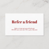 シンプルはっきりしたエレガント赤サロン 紹介カード (正面)