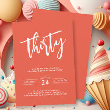 シンプルはっきりしたオレンジ30歳パーティー