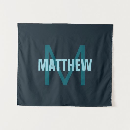 シンプルはっきりしたカスタマイズモノグラムの名 タペストリー (正面(横))