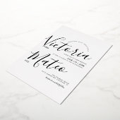 シンプルはっきりしたスクリプトタイポグラフィ結婚白黒 箔招待状 (回転した状態)