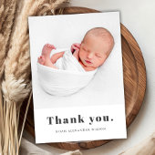 シンプルはっきりしたタイポグラフィミニマル生まれたばかりのベビー写真 サンキューカード