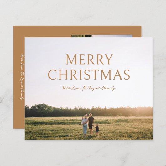 シンプルはっきりしたタイポグラフィ写真モダンクリスマスカード (正面/裏面)