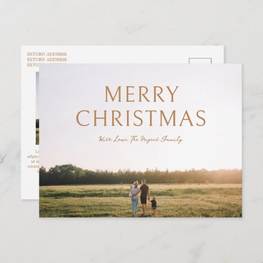 シンプルはっきりしたタイポグラフィ写真モダンクリスマス シーズンポストカード (正面/裏面)