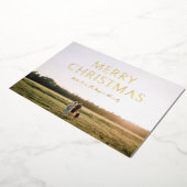 シンプルはっきりしたタイポグラフィ写真モダンクリスマス 箔シーズンカード (回転した状態)