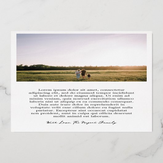 シンプルはっきりしたタイポグラフィ写真モダンクリスマス 箔シーズンカード (裏面)