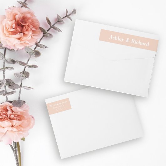 シンプルはっきりしたタイポグラフィ桃結婚色 ラップアラウンドラベル