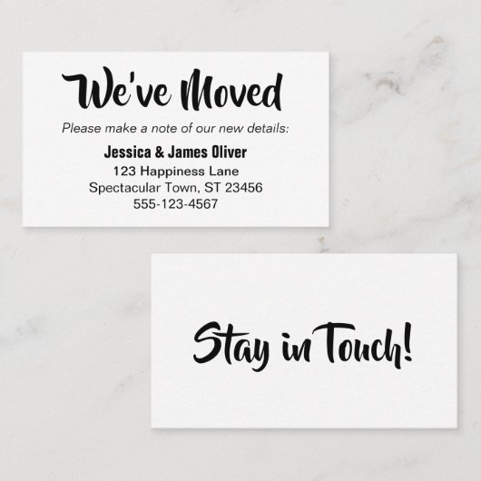 シンプルはっきりしたタイポグラフィ「引っ越しました」カード 名刺 (正面/裏面)