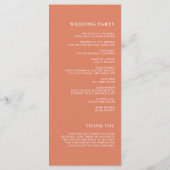 シンプルはっきりしたミニマルオレンジシトラス結婚式 プログラム (裏面)