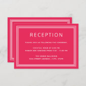 シンプルはっきりしたモダンコーラルピンク披露宴カード 出欠カード (正面/裏面)