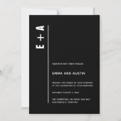 シンプルはっきりしたモダンミニマルイニシャル結婚ズ マグネット招待状 (正面)