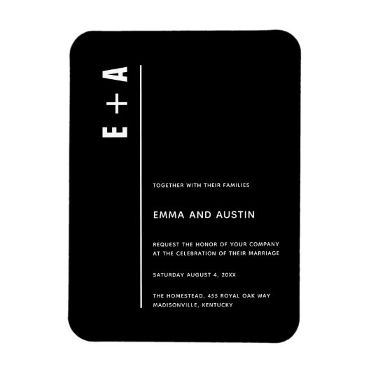 シンプルはっきりしたモダンミニマルイニシャル結婚ズ マグネット (縦)