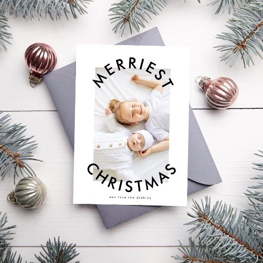 シンプルはっきりしたモダンメリーChristmas写真 シーズンカード