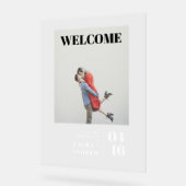 シンプルはっきりしたモダン写真結婚原稿の歓迎 アクリルサイン (傾斜)