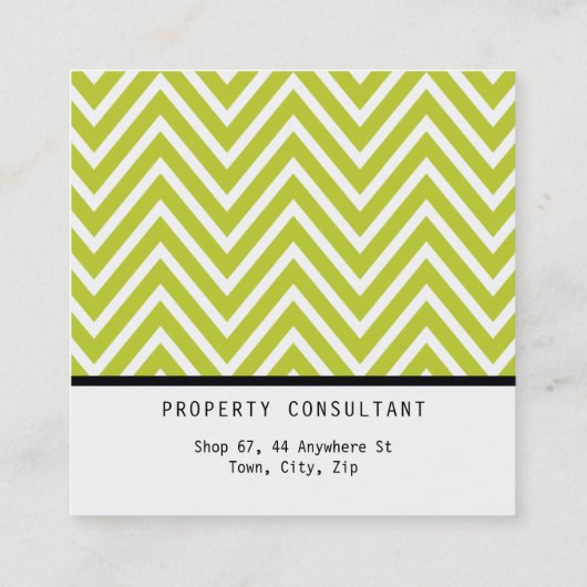 シンプルはっきりしたモダン名門私立校風のライム スクエア名刺 (裏面)