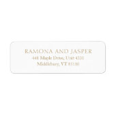 シンプルはっきりしたモダン結婚金ゴールド差出人住所 ラベル (正面)