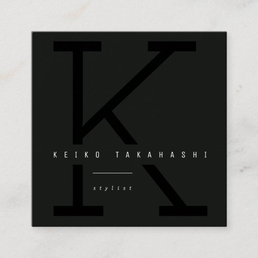 シンプルはっきりしたモノグラムモダンミニマリスト スクエア名刺 (正面)