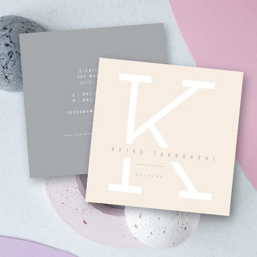 シンプルはっきりしたモノグラムモダンミニマリスト スクエア名刺