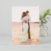 シンプルはっきりした写真モダン結婚有あり 箔招待状 (立ち正面)