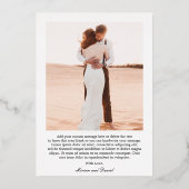 シンプルはっきりした写真モダン結婚有あり 箔招待状 (裏面)