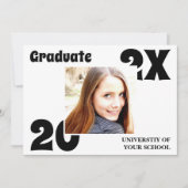 シンプルはっきりした写真卒業招待状 招待状 (正面)