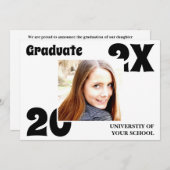 シンプルはっきりした写真卒業招待状 招待状 (正面/裏面)