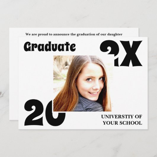 シンプルはっきりした写真卒業招待状 招待状 (正面/裏面)