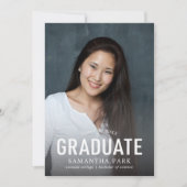 シンプルはっきりした写真卒業発表 案内状 (正面)