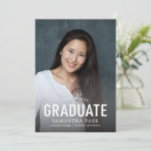 シンプルはっきりした写真卒業発表 案内状 (スタンド正面)
