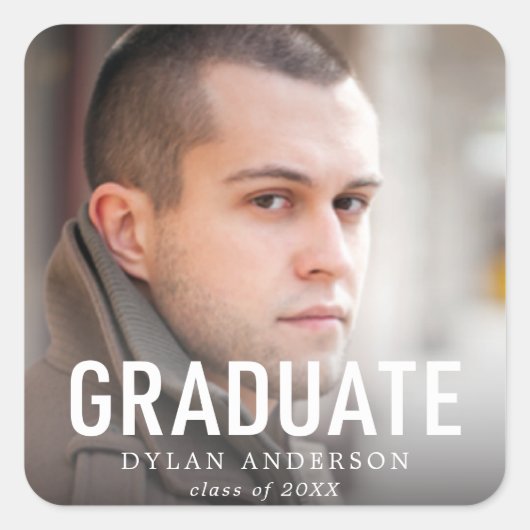 シンプルはっきりした卒業写真卒業生 スクエアシール (正面)