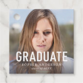 シンプルはっきりした卒業写真卒業生 フェイバータグ (正面)