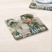 シンプルはっきりした名ガイ写真卒業 スクエアペーパーコースター (アングル)