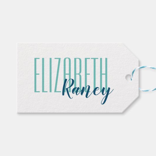 シンプルはっきりした型アクアブルー ギフトタグ (正面(横))