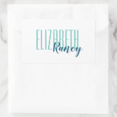 シンプルはっきりした型アクアブルー 長方形シール (バッグ)