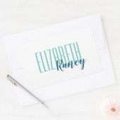 シンプルはっきりした型アクアブルー 長方形シール (封筒)