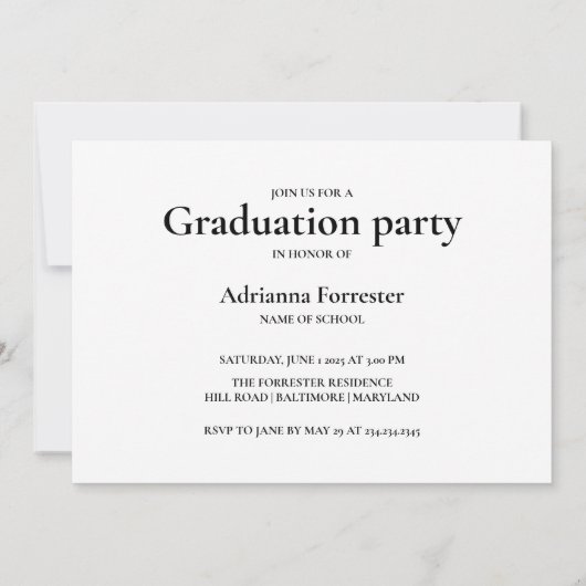 シンプルはっきりした大学院写真コラージュ 招待状 (裏面)