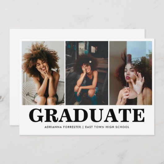 シンプルはっきりした大学院写真コラージュ 招待状 (正面/裏面)