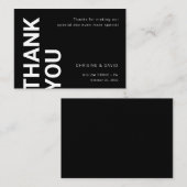 シンプルはっきりした文字の結婚黒サンキューカード エンクロージャーカード (正面/裏面)