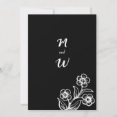 シンプルはっきりした白黒タイポグラフィフローラ結婚の 招待状 (裏面)
