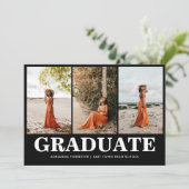 シンプルはっきりした黒文字 | 大学院フォトコラージュ 招待状 (スタンド正面)