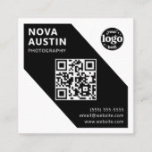 シンプルはっきりしたQRコードモダン幾何学会社 スクエア名刺 (正面)