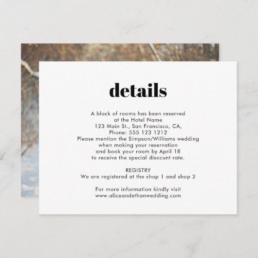 シンプルはっきりしたSerifの結婚詳細 エンクロージャーカード (正面/裏面)