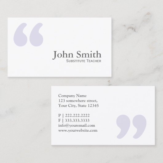 シンプルは代用教員の名刺を引用します 名刺 (正面/裏面)
