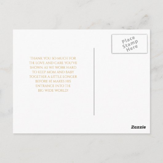 シンプルは妊婦のエレガントなベビーの隆起感謝していしています ポストカード (裏面)